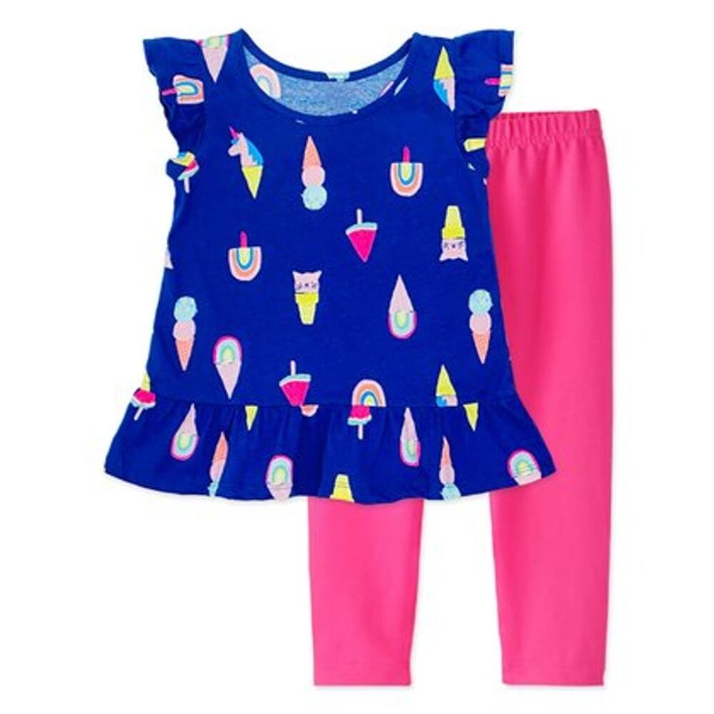 Cutie Patootie Blue Ice Cream Top With Pink Leggings Size 2T NWT